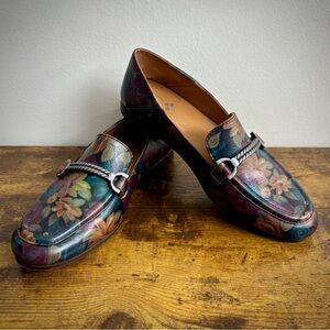 Patricia Nash Fia Dark Floral Horsebit Flats Loafers Women’s US 6 NWOB